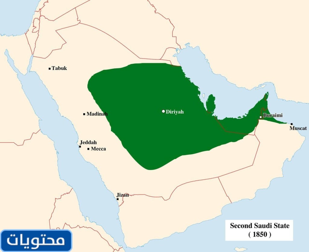 خريطة الدولة السعودية الثانية